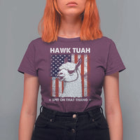 Funny Llama T Shirt For Women Hawk Tuah Spit On That Thang American Flag - Wonder Print Shop