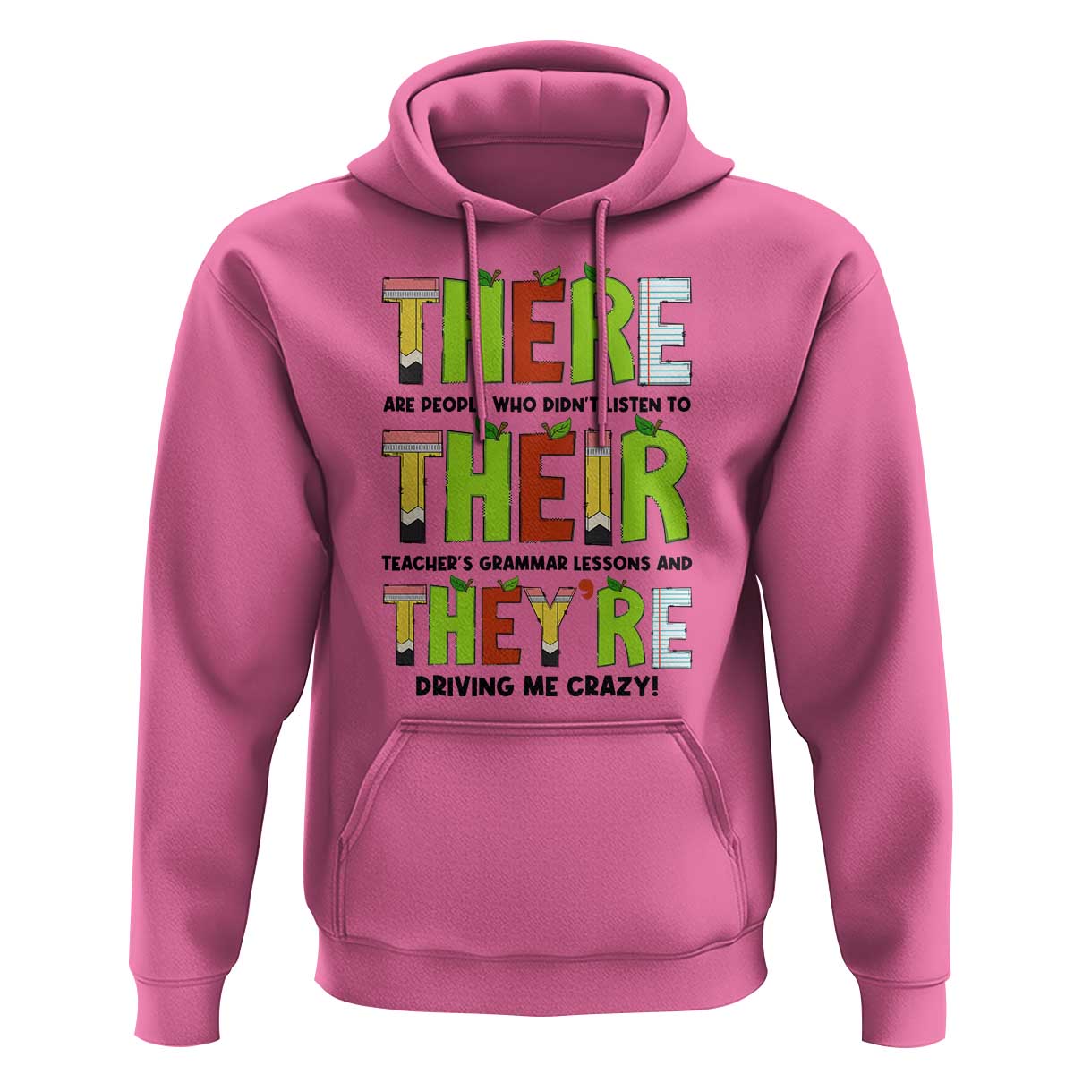 English Teacher Hoodie There Their They're Funny Grammar Lessons - Wonder Print Shop
