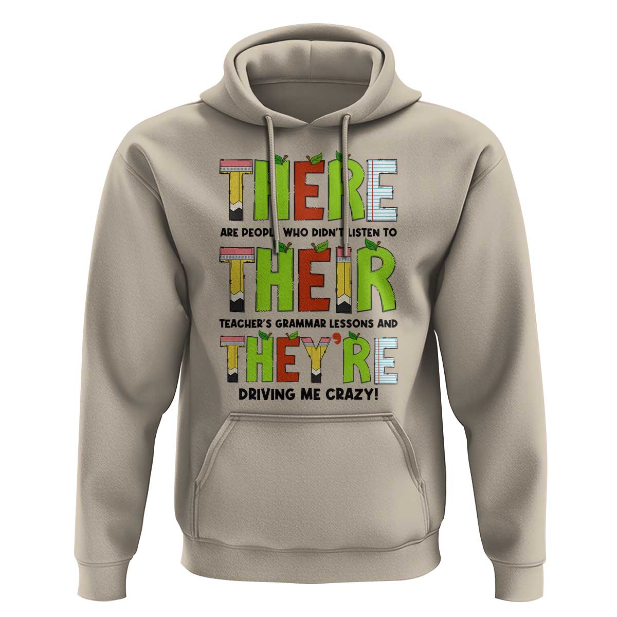 English Teacher Hoodie There Their They're Funny Grammar Lessons - Wonder Print Shop