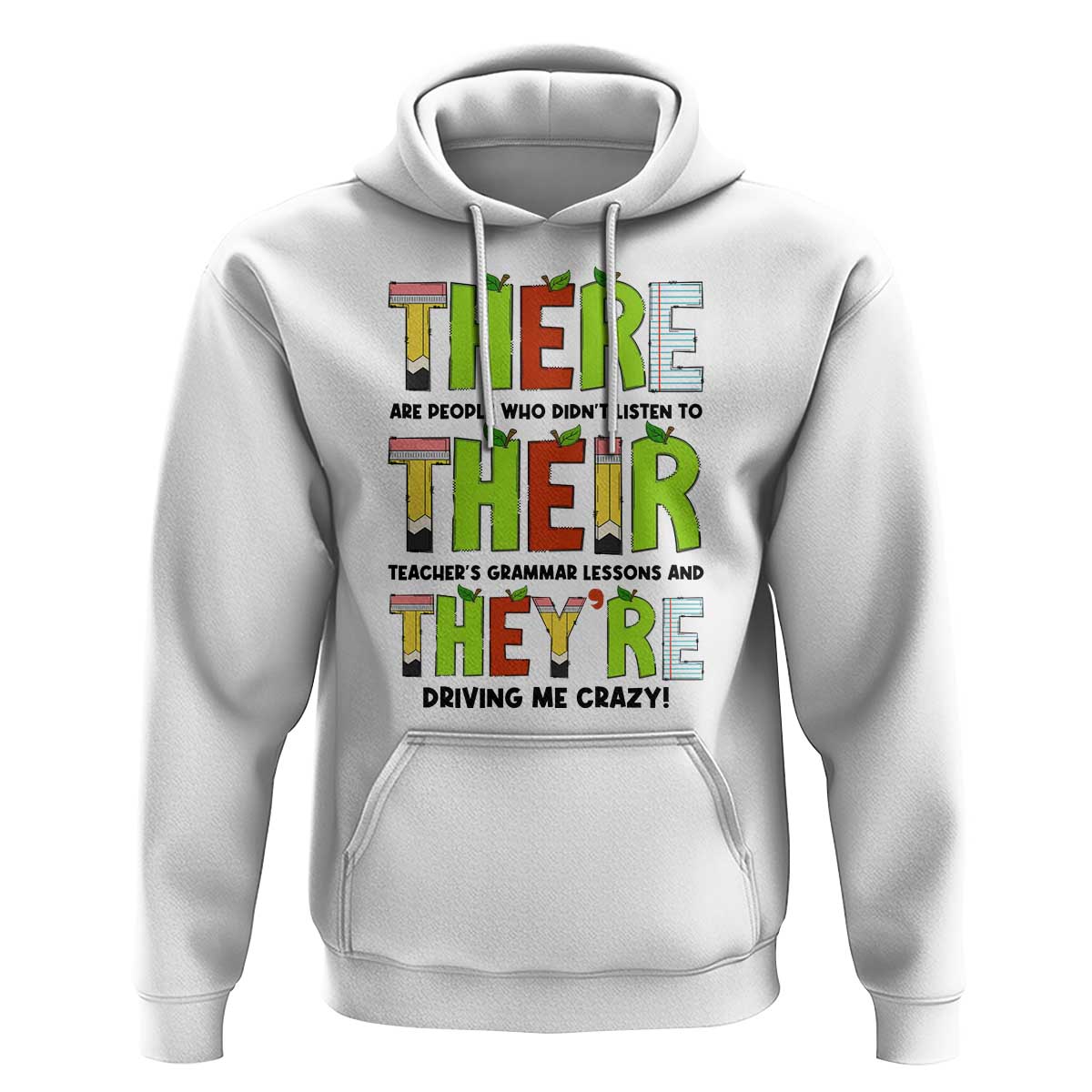 English Teacher Hoodie There Their They're Funny Grammar Lessons - Wonder Print Shop