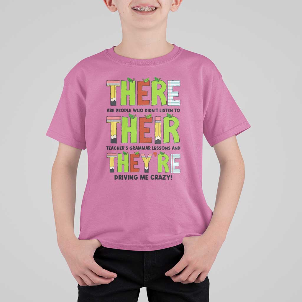 English Teacher T Shirt For Kid There Their They're Funny Grammar Lessons - Wonder Print Shop