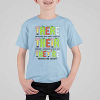 English Teacher T Shirt For Kid There Their They're Funny Grammar Lessons - Wonder Print Shop