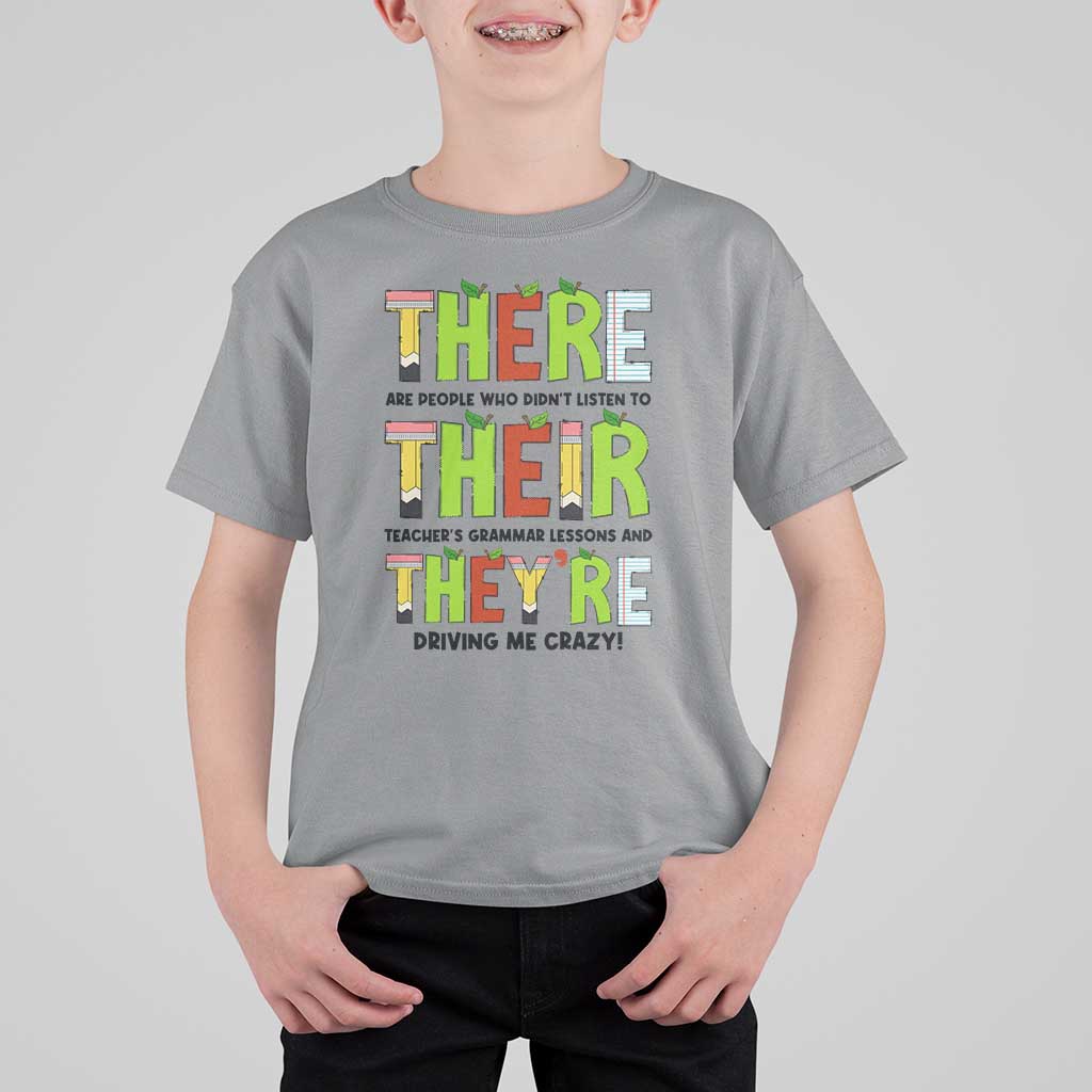 English Teacher T Shirt For Kid There Their They're Funny Grammar Lessons - Wonder Print Shop
