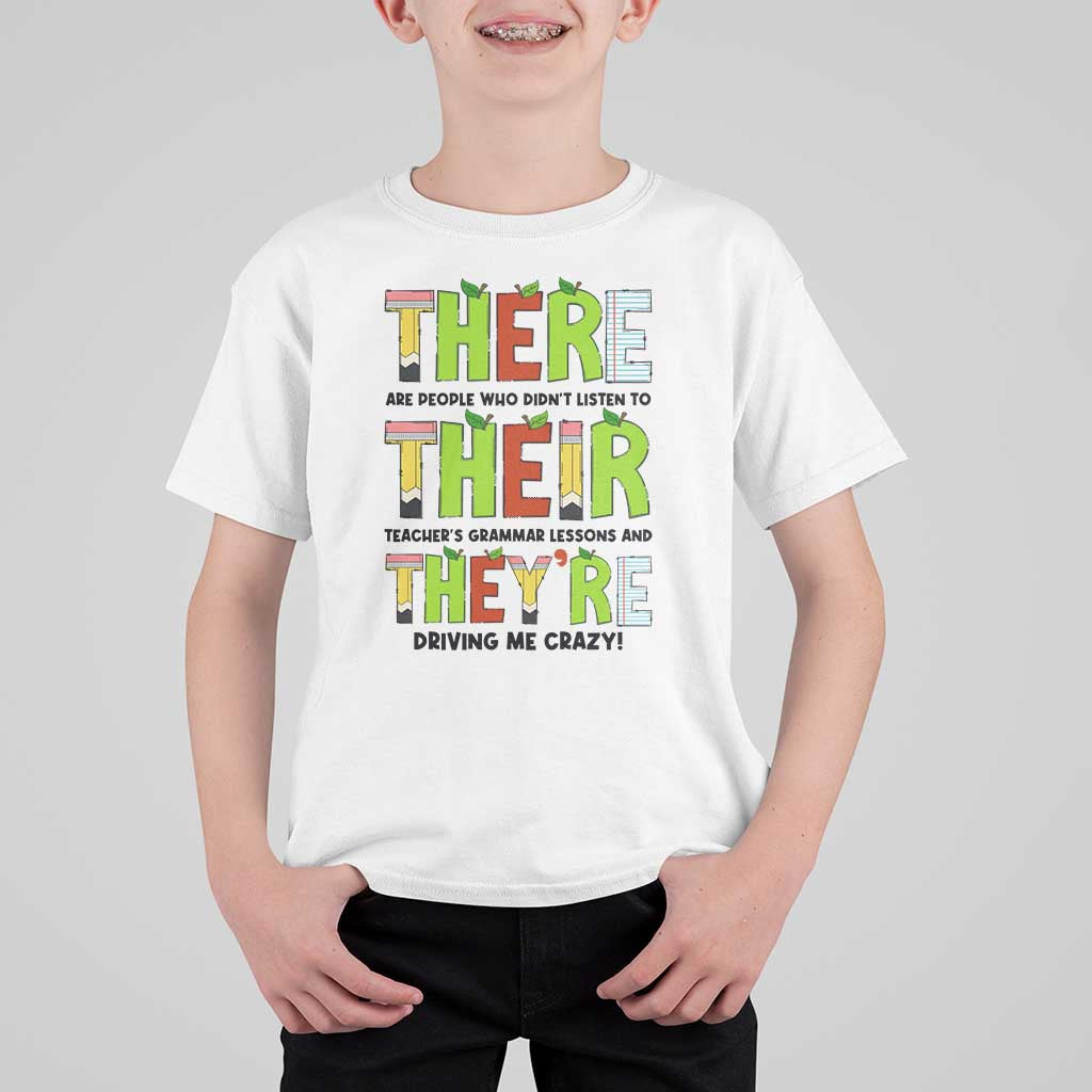 English Teacher T Shirt For Kid There Their They're Funny Grammar Lessons - Wonder Print Shop