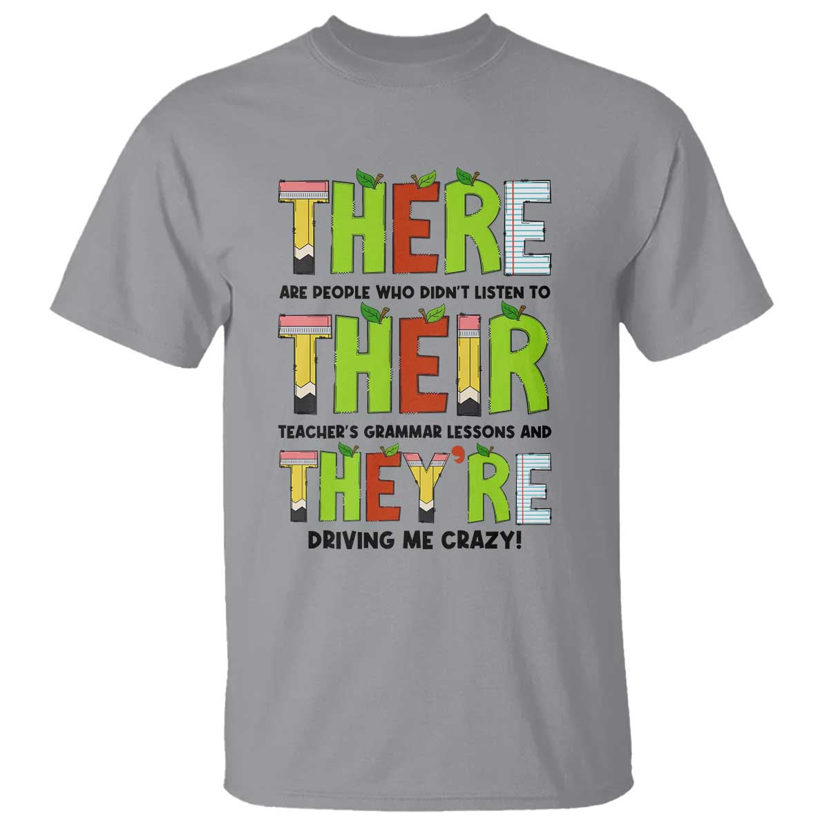 English Teacher T Shirt There Their They're Funny Grammar Lessons - Wonder Print Shop