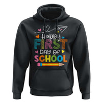 Happy First Day Of School Hoodie Cute Pencil Paper Plane Heart - Wonder Print Shop