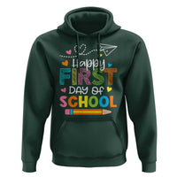 Happy First Day Of School Hoodie Cute Pencil Paper Plane Heart - Wonder Print Shop