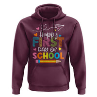 Happy First Day Of School Hoodie Cute Pencil Paper Plane Heart - Wonder Print Shop