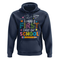 Happy First Day Of School Hoodie Cute Pencil Paper Plane Heart - Wonder Print Shop