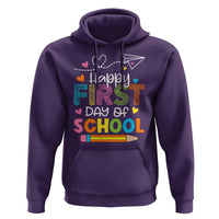 Happy First Day Of School Hoodie Cute Pencil Paper Plane Heart - Wonder Print Shop