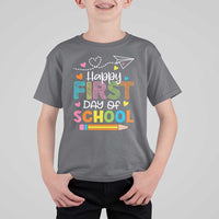 Happy First Day Of School T Shirt For Kid Cute Pencil Paper Plane Heart - Wonder Print Shop