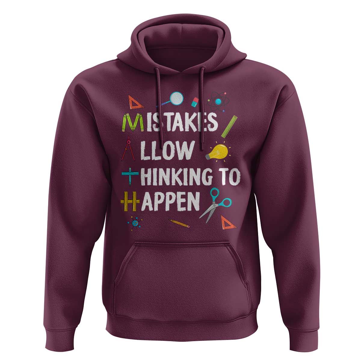 Math Teacher Hoodie Mistakes Allow Thinking To Happen Vintage Mathematical - Wonder Print Shop