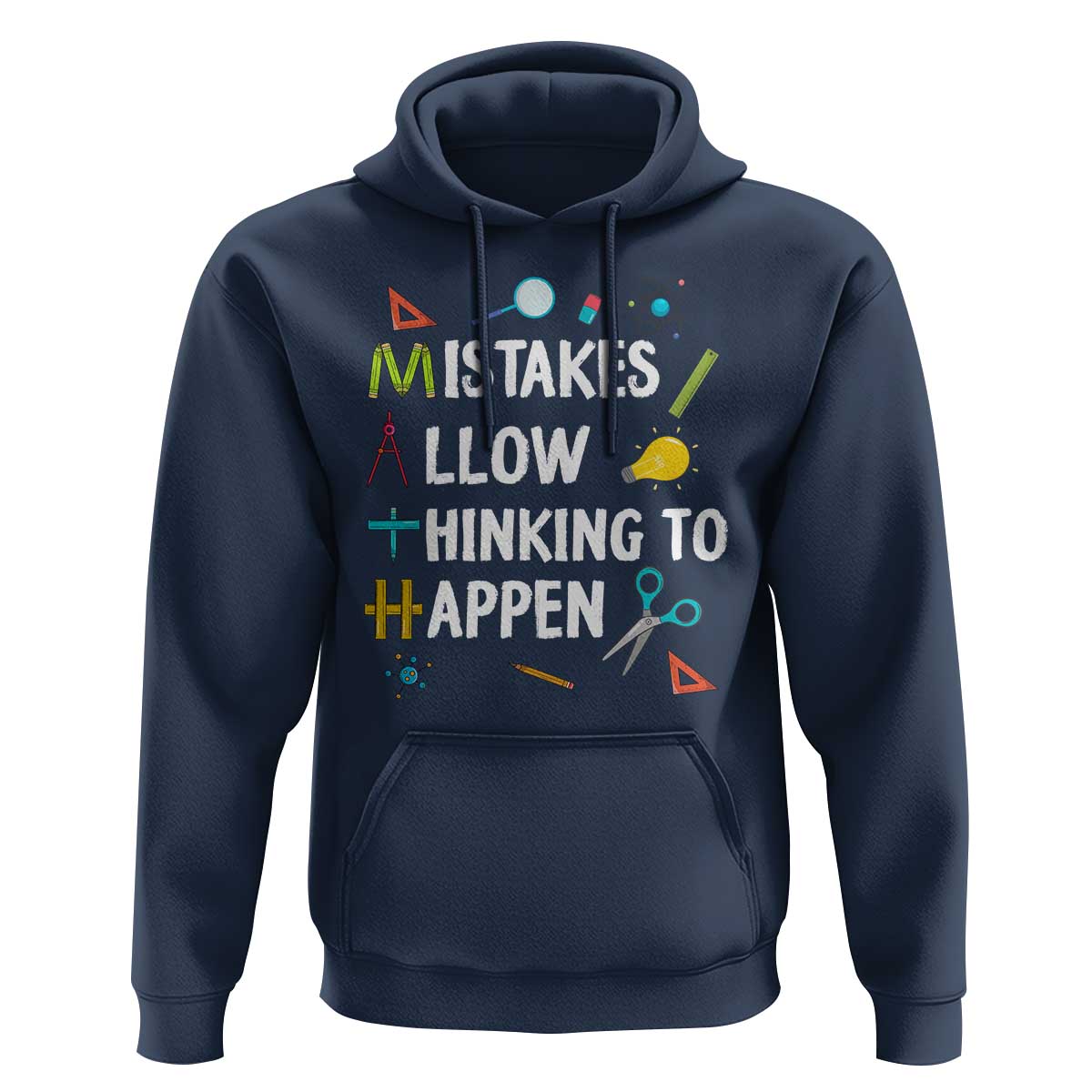 Math Teacher Hoodie Mistakes Allow Thinking To Happen Vintage Mathematical - Wonder Print Shop