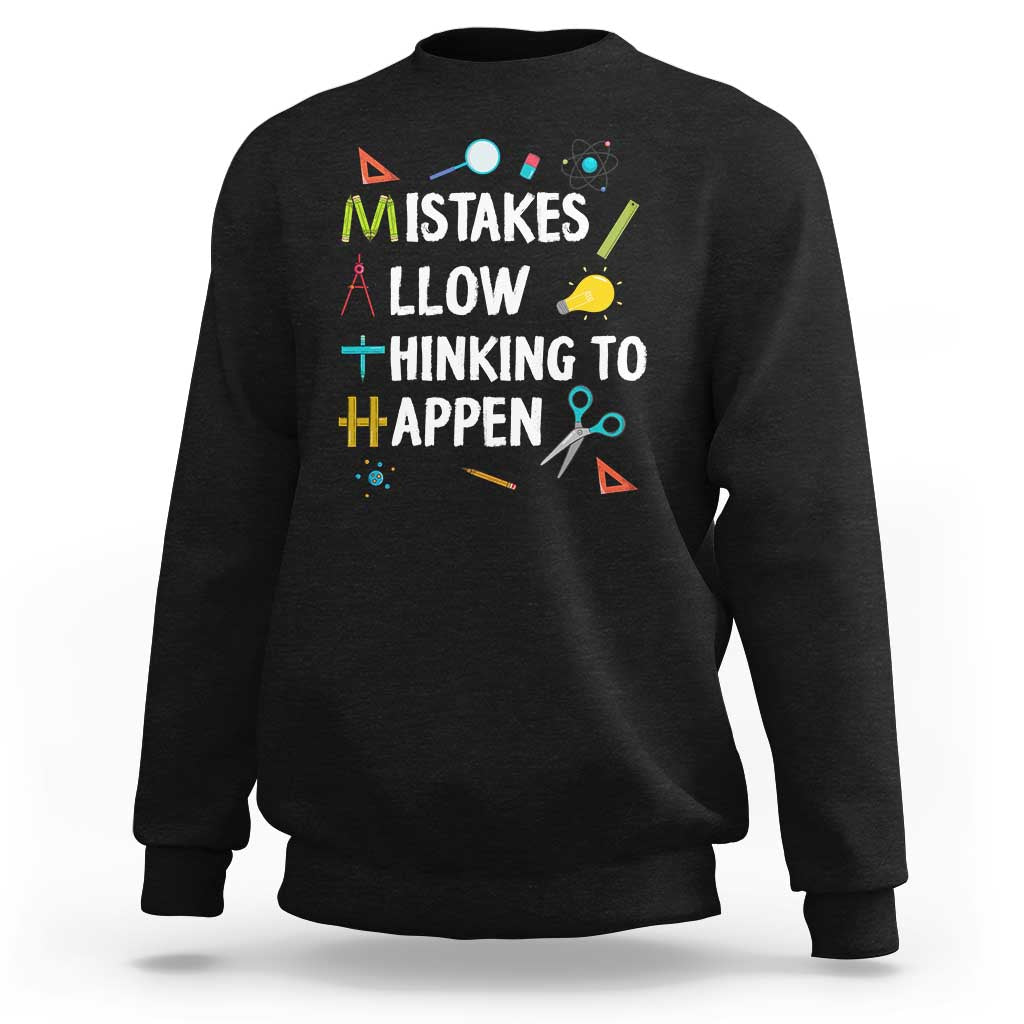 Math Teacher Sweatshirt Mistakes Allow Thinking To Happen Vintage Mathematical - Wonder Print Shop