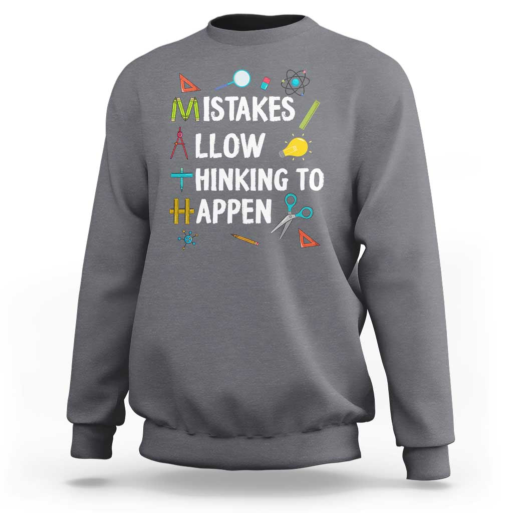 Math Teacher Sweatshirt Mistakes Allow Thinking To Happen Vintage Mathematical - Wonder Print Shop