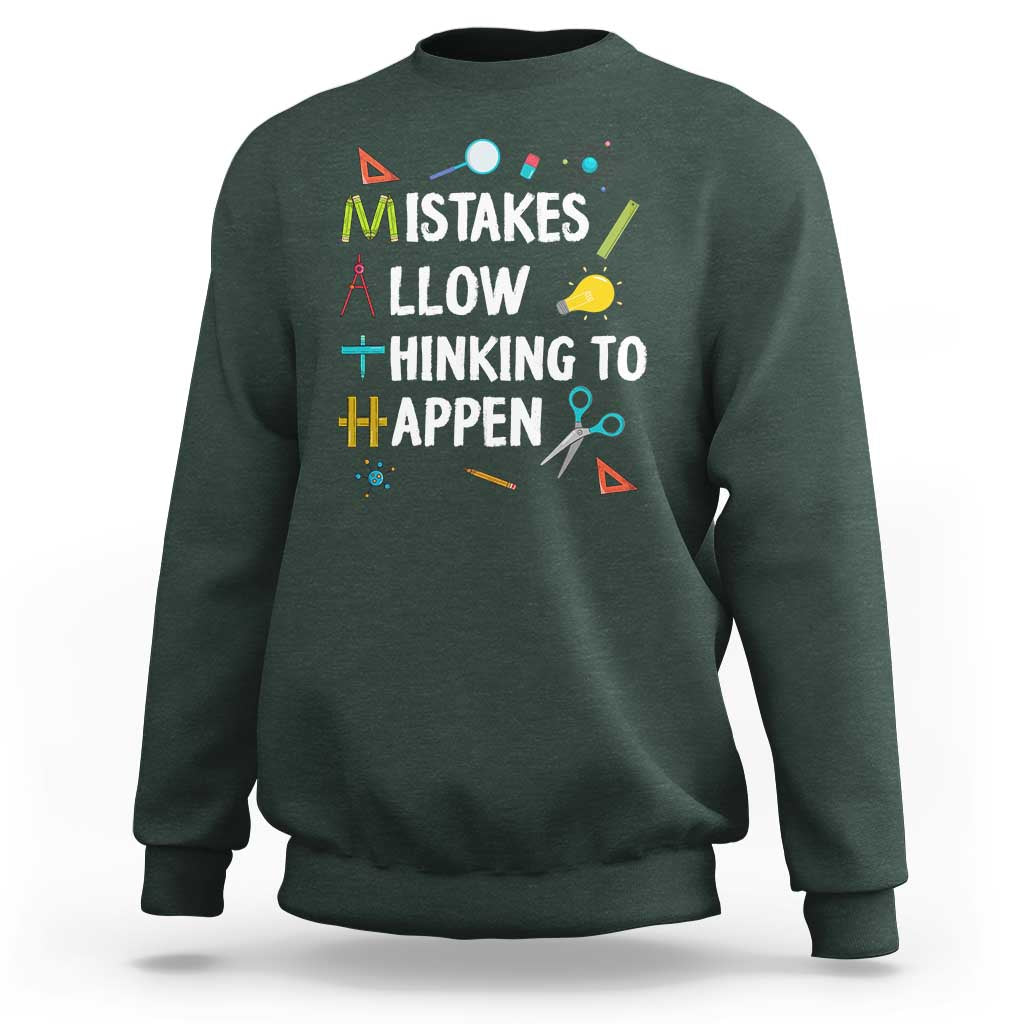 Math Teacher Sweatshirt Mistakes Allow Thinking To Happen Vintage Mathematical - Wonder Print Shop