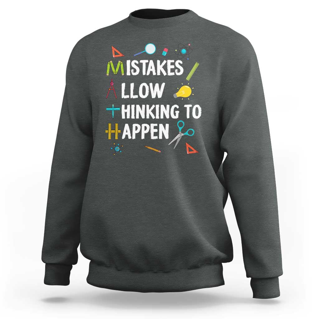 Math Teacher Sweatshirt Mistakes Allow Thinking To Happen Vintage Mathematical - Wonder Print Shop