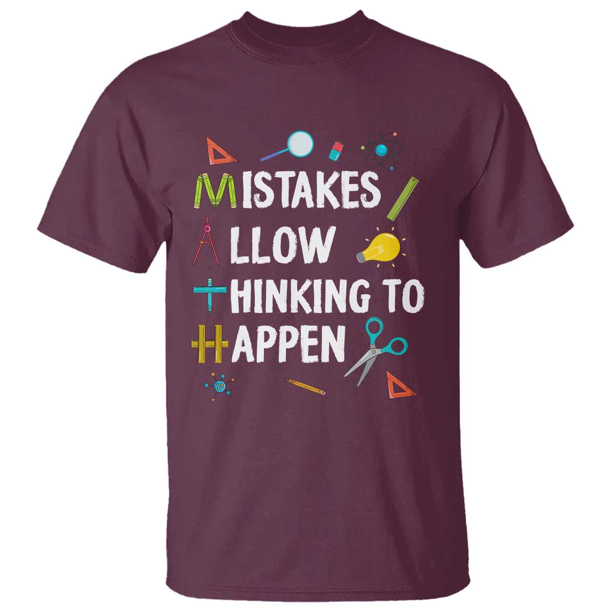 Math Teacher T Shirt Mistakes Allow Thinking To Happen Vintage Mathematical - Wonder Print Shop