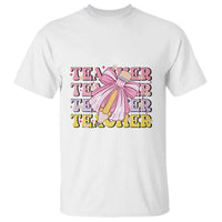 Teacher T Shirt Groovy Pencil Pink Bow Back To School - Wonder Print Shop