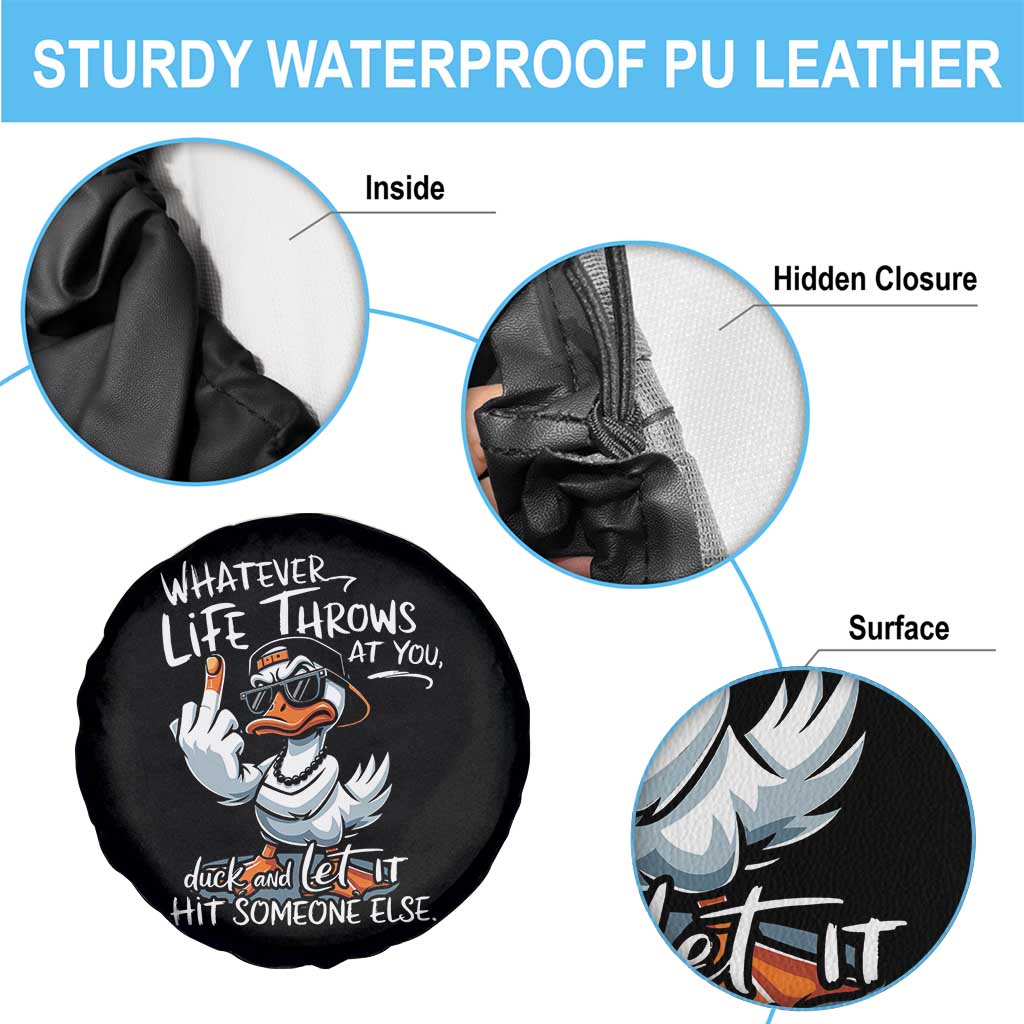 Funny Whatever Life Throws At You Duck And Let It Hit Someone Else Spare Tire Cover - Wonder Print Shop