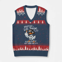 Funny Whatever Life Throws At You Duck And Let It Hit Someone Else V-Neck Knit Sweater Vest - Wonder Print Shop