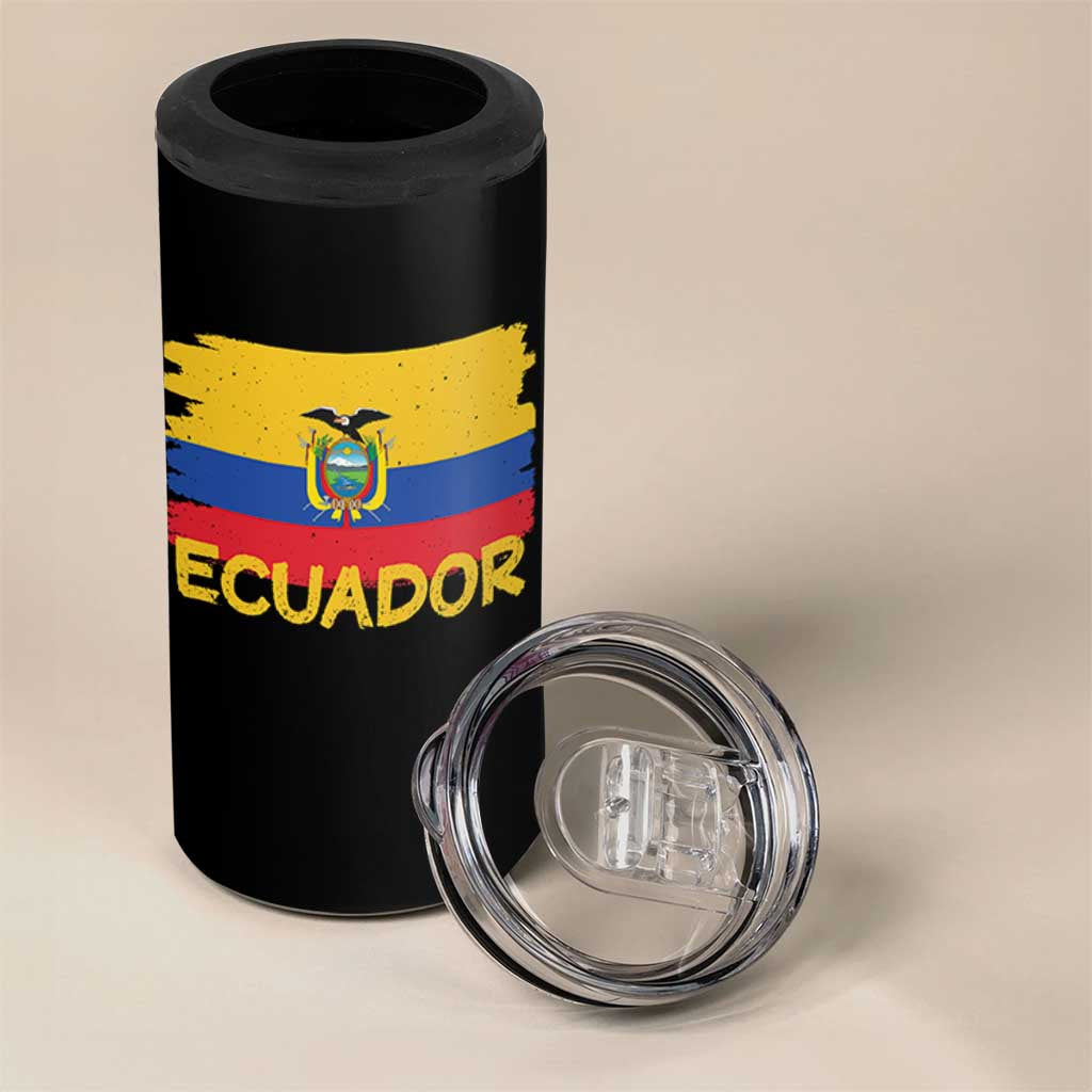 Ecuadorian Heritage Brushstroke Ecuador Flag Graphic 4 in 1 Can Cooler Tumbler