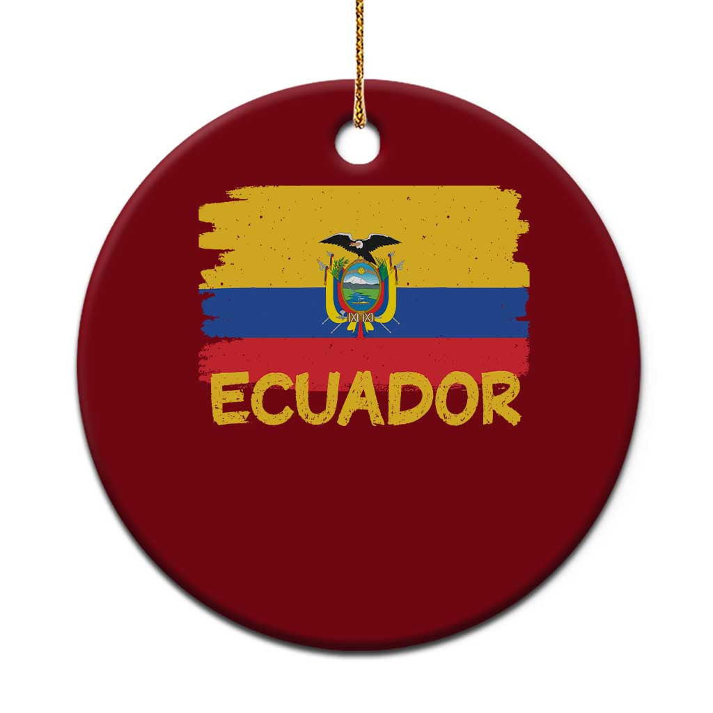 Ecuadorian Heritage Brushstroke Ecuador Flag Graphic Ceramic Ornament