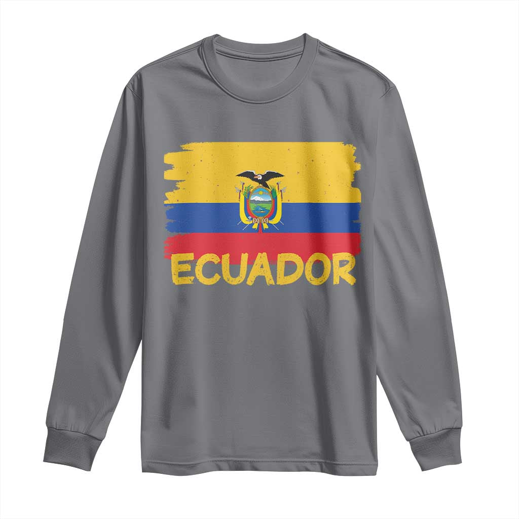 Ecuadorian Heritage Brushstroke Ecuador Flag Graphic Long Sleeve Shirt