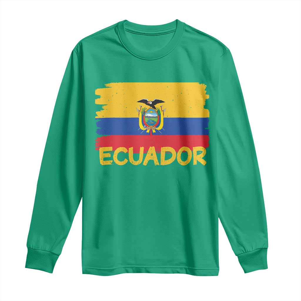 Ecuadorian Heritage Brushstroke Ecuador Flag Graphic Long Sleeve Shirt