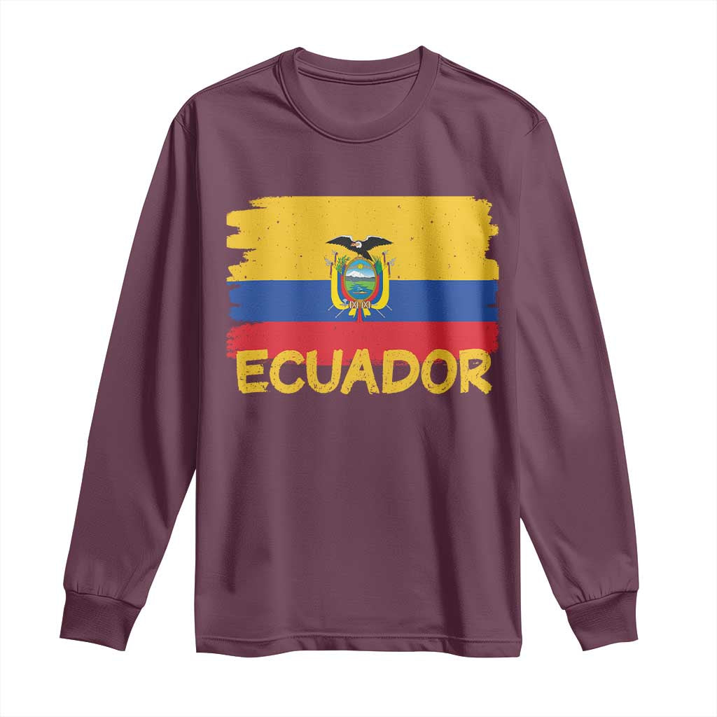 Ecuadorian Heritage Brushstroke Ecuador Flag Graphic Long Sleeve Shirt