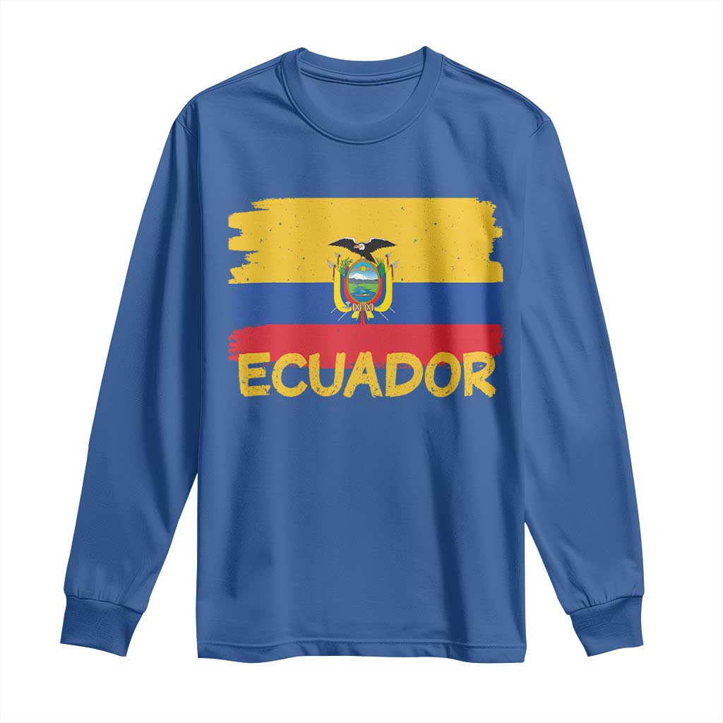 Ecuadorian Heritage Brushstroke Ecuador Flag Graphic Long Sleeve Shirt