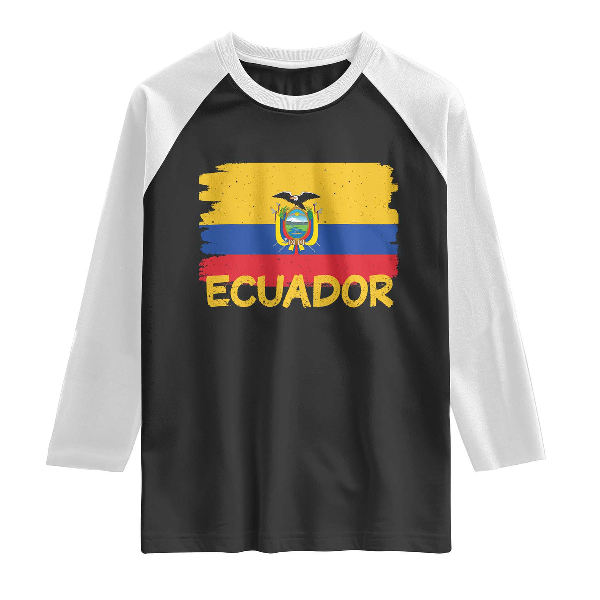 Ecuadorian Heritage Brushstroke Ecuador Flag Graphic Raglan Shirt