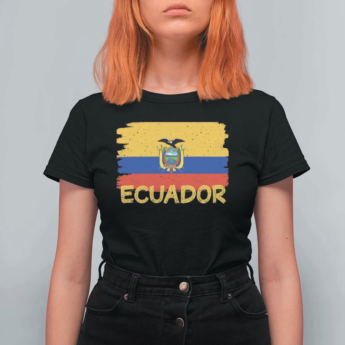 Ecuadorian Heritage Brushstroke Ecuador Flag Graphic T Shirt For Women