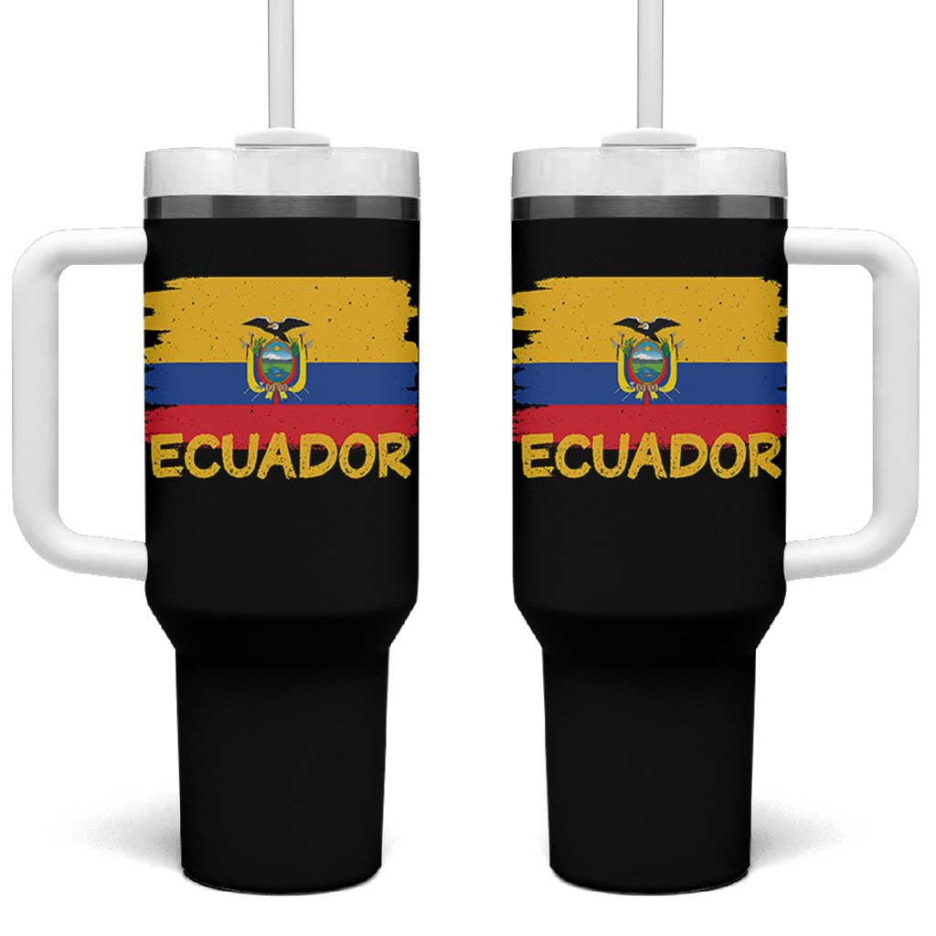 Ecuadorian Heritage Brushstroke Ecuador Flag Graphic Tumbler With Handle