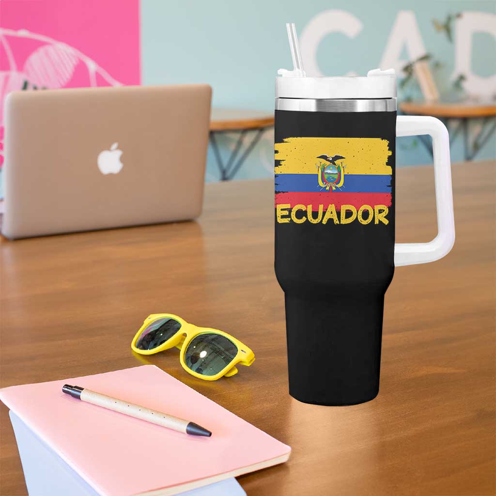 Ecuadorian Heritage Brushstroke Ecuador Flag Graphic Tumbler With Handle