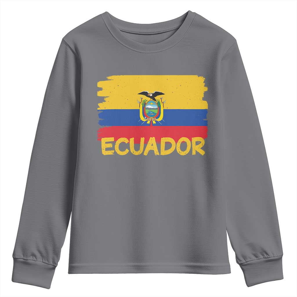 Ecuadorian Heritage Brushstroke Ecuador Flag Graphic Youth Sweatshirt