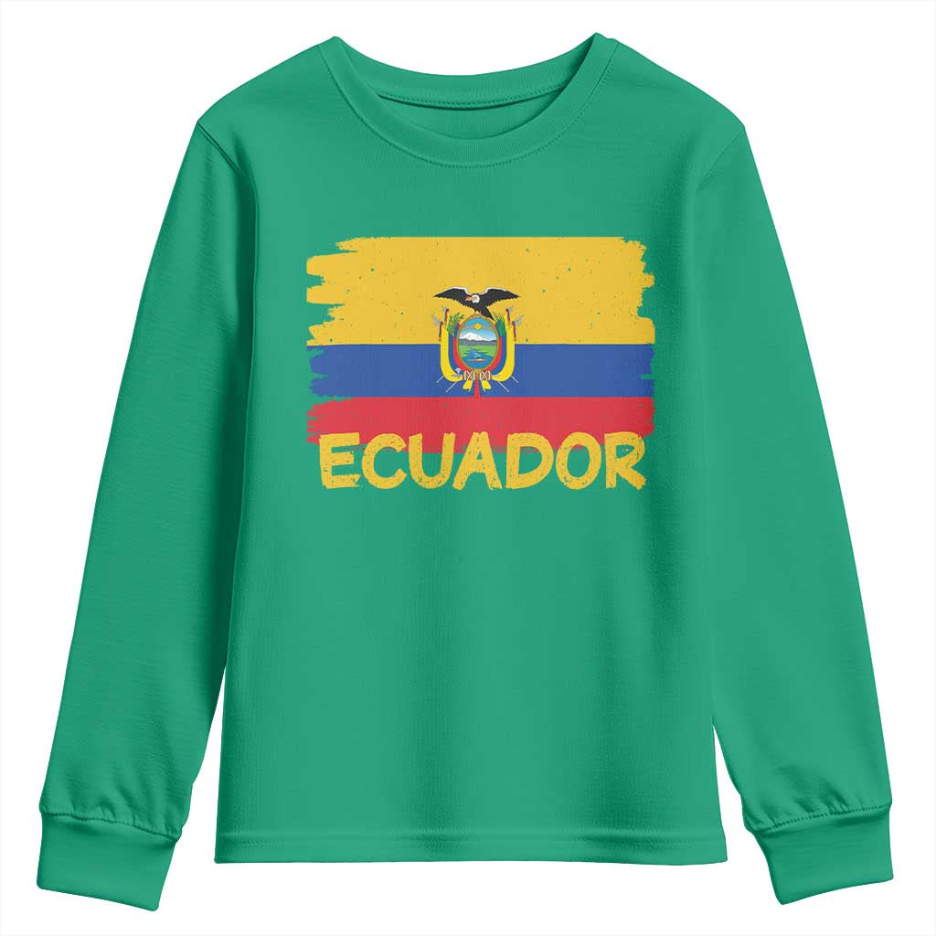 Ecuadorian Heritage Brushstroke Ecuador Flag Graphic Youth Sweatshirt