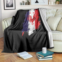 France Gallic Rooster Football Two Stars Brushstroke French Flag Graphic Throw Blanket