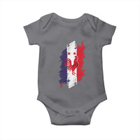 France Gallic Rooster Football Two Stars Brushstroke French Flag Graphic Baby Onesie