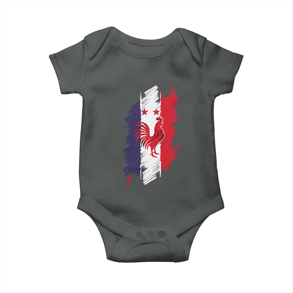 France Gallic Rooster Football Two Stars Brushstroke French Flag Graphic Baby Onesie