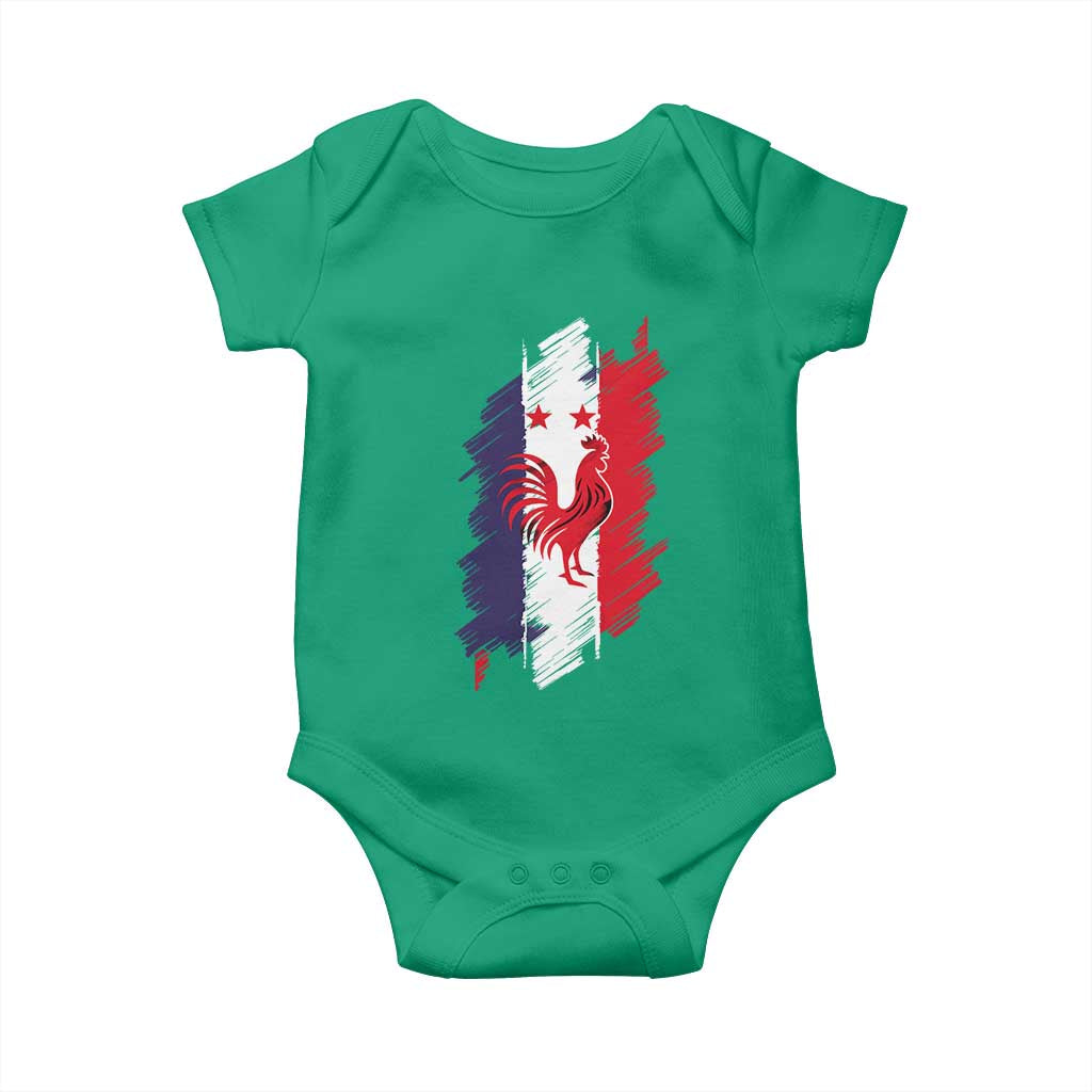 France Gallic Rooster Football Two Stars Brushstroke French Flag Graphic Baby Onesie