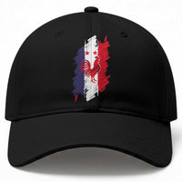 France Gallic Rooster Football Two Stars Brushstroke French Flag Graphic Baseball Cap