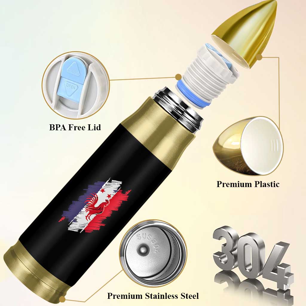 France Gallic Rooster Football Two Stars Brushstroke French Flag Graphic Bullet Tumbler
