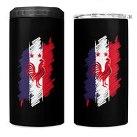 France Gallic Rooster Football Two Stars Brushstroke French Flag Graphic 4 in 1 Can Cooler Tumbler