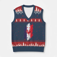 France Gallic Rooster Football Two Stars Brushstroke French Flag Graphic V-Neck Knit Sweater Vest