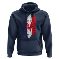 France Gallic Rooster Football Two Stars Brushstroke French Flag Graphic Hoodie