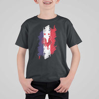 France Gallic Rooster Football Two Stars Brushstroke French Flag Graphic T Shirt For Kid