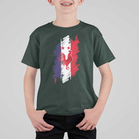 France Gallic Rooster Football Two Stars Brushstroke French Flag Graphic T Shirt For Kid