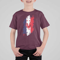 France Gallic Rooster Football Two Stars Brushstroke French Flag Graphic T Shirt For Kid
