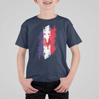 France Gallic Rooster Football Two Stars Brushstroke French Flag Graphic T Shirt For Kid